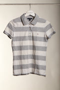 Damska koszulka polo Tommy Hilfiger S – szaro-biała w paski