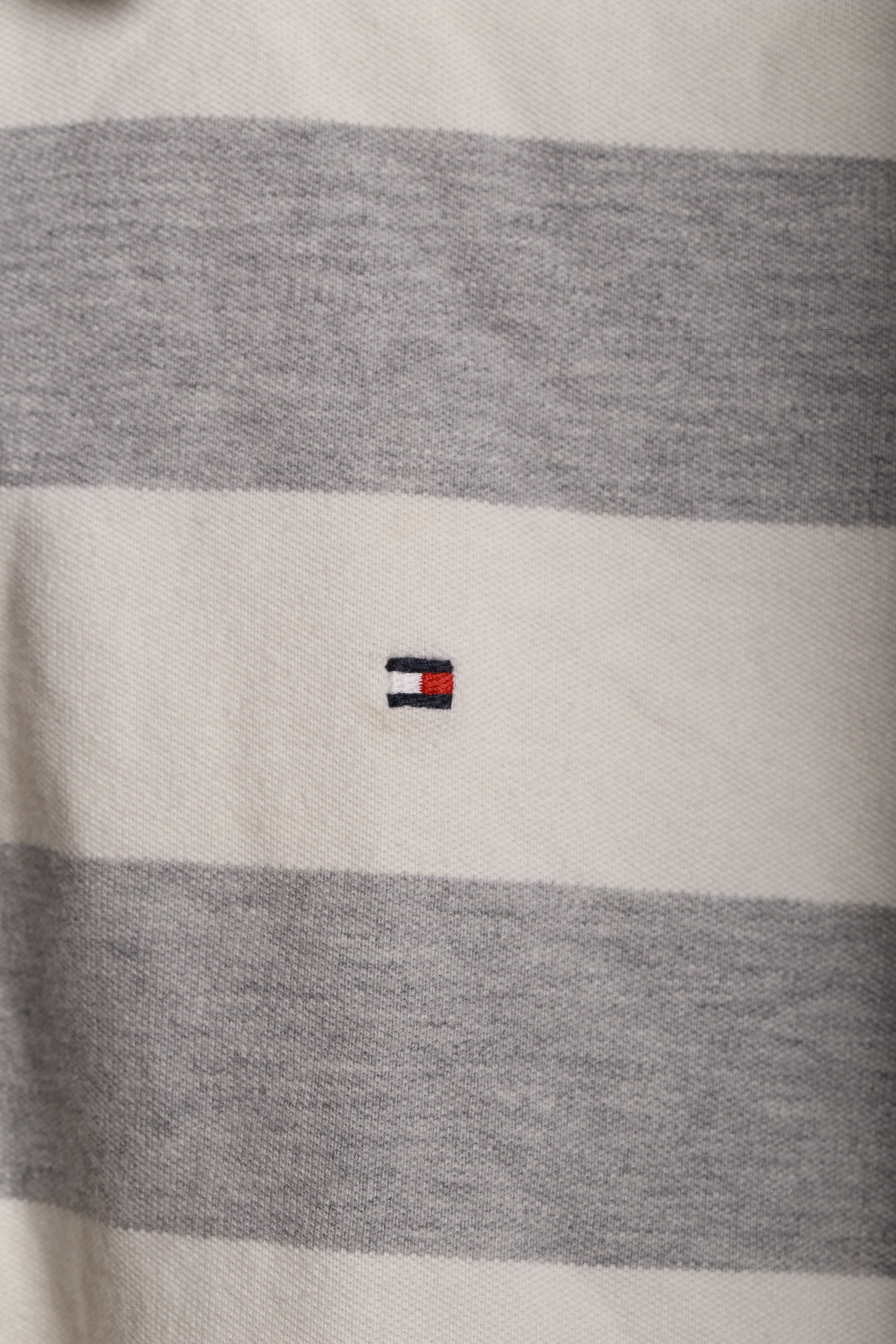 Damska koszulka polo Tommy Hilfiger S – szaro-biała w paski