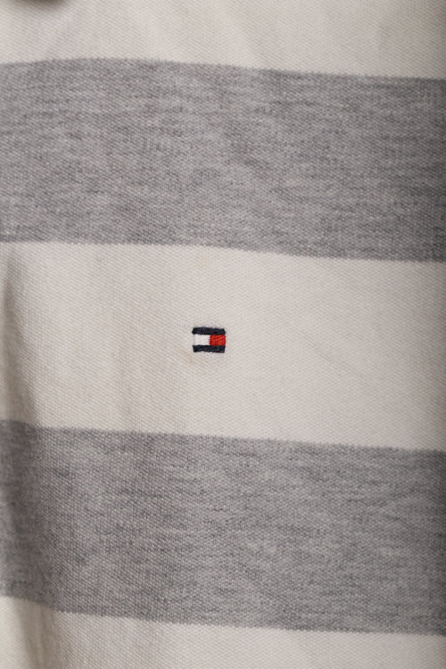 Damska koszulka polo Tommy Hilfiger S – szaro-biała w paski