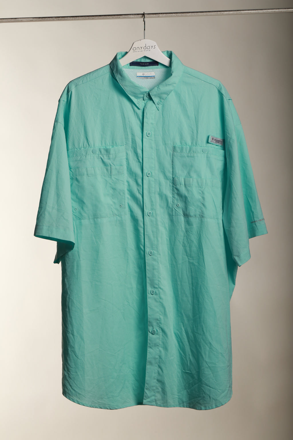 Męska koszula Columbia PFG Omni-Shade 2XL – turkusowa