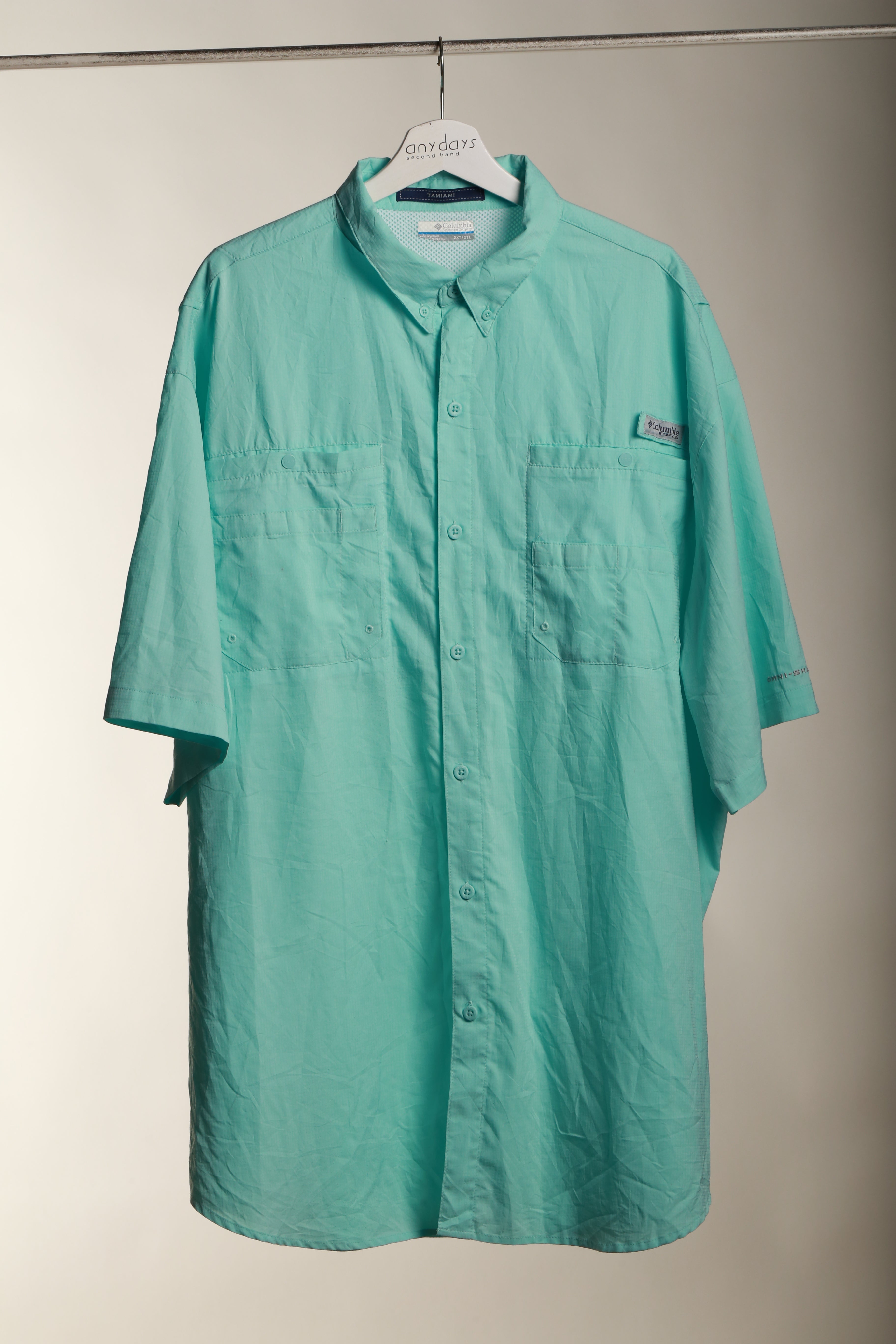 Męska koszula Columbia PFG Omni-Shade 2XL – turkusowa